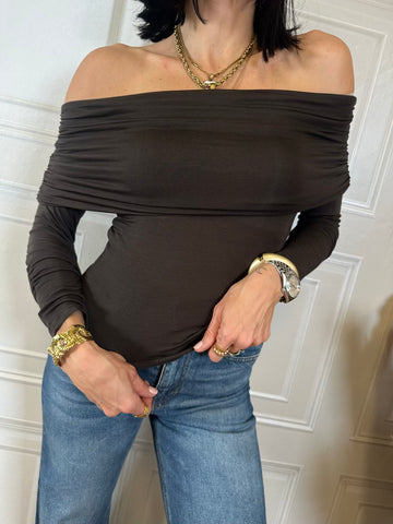 Maglia scollo bardot arricciato - HaveOne