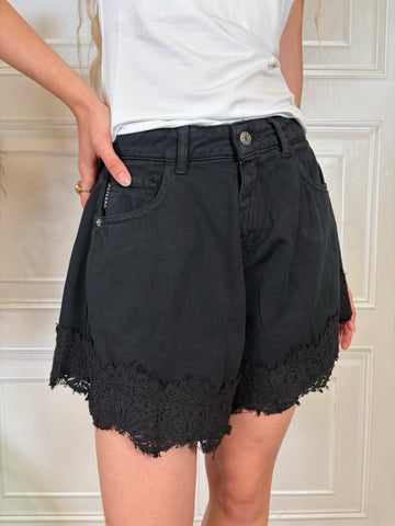 Shorts pizzo cotone nero - HaveOne