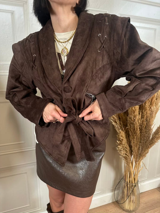 Giacca in eco camoscio con cintura - SusyMix