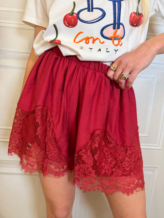Shorts lingerie e pizzo rosso - HaveOne