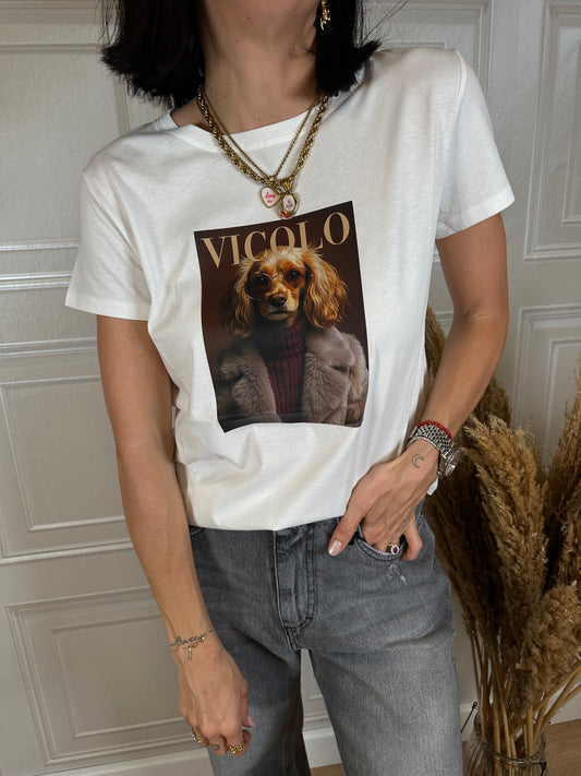T-shirt cagnolino con occhiali - Vicolo