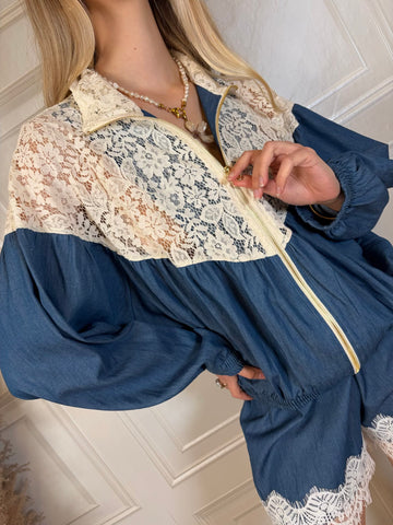 Bomber pizzo e chambray - Kikisix