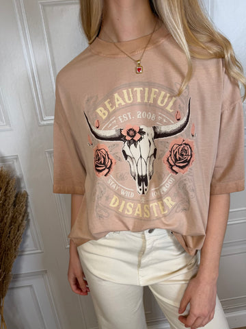 T-shirt Beautiful Disaster rosa - Haveone