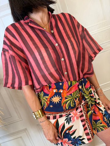 Camicia righe fragola e burgundy - Tensione In