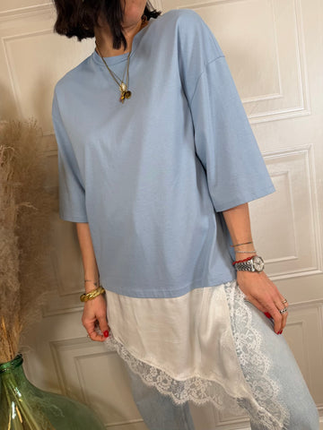 T-shirt fondo pizzo asimmetrico - SusyMix