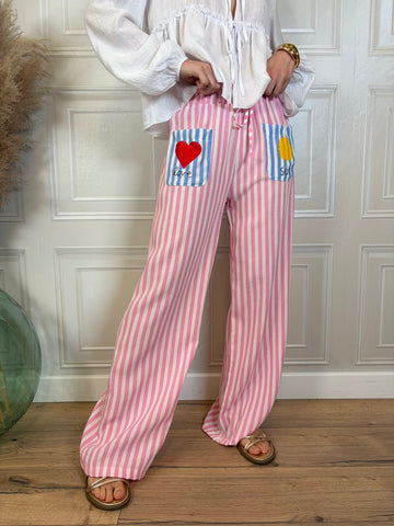 Pantalone rigato love - Hola Selection