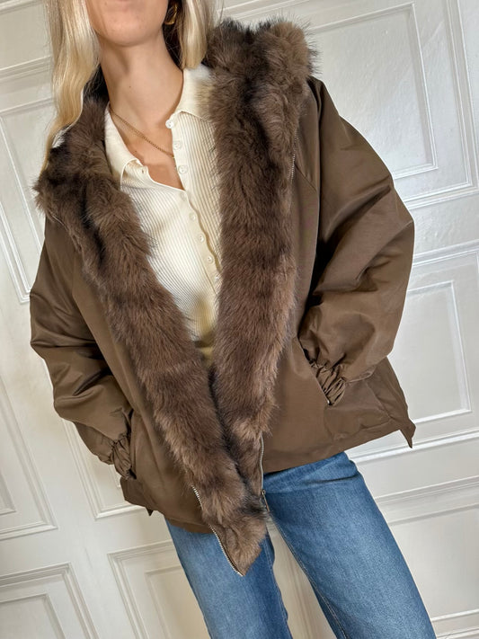 Parka ecopelliccia cioccolato imbottito - SusyMix