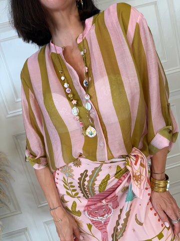 Camicia righe rosa olio - Haveone