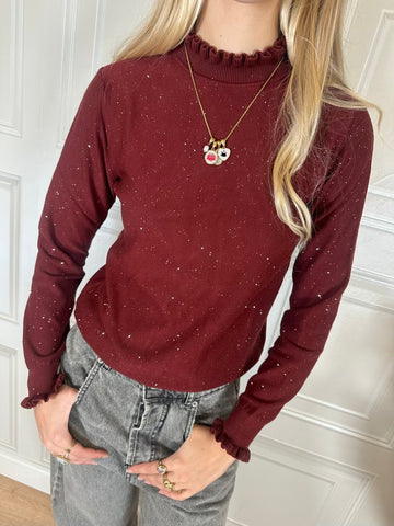 Maglia lupetto rouches micropaillettes - HaveOne