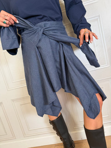 Minigonna quadretti camicia blu - Vicolo