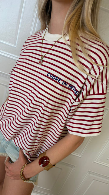 T-shirt righe “cuore in ferie” - Vicolo