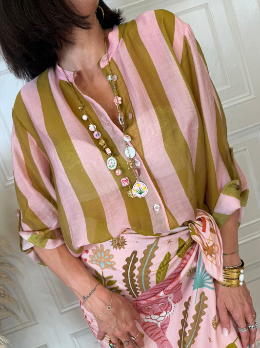 Camicia righe rosa olio - Haveone