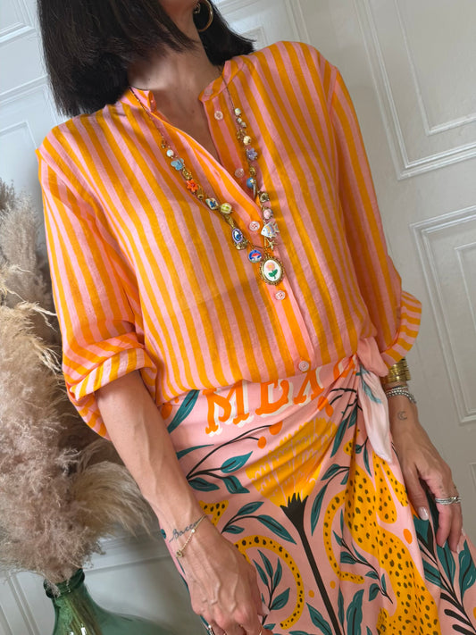 Camicia righe rosa e arancio - Haveone