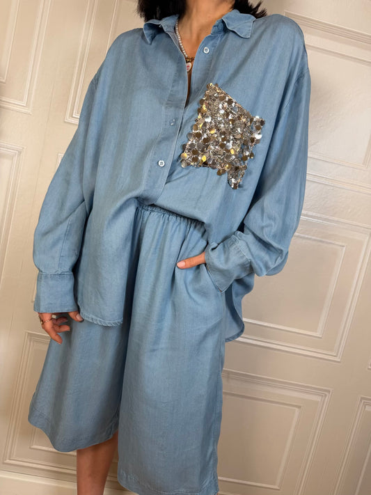 Completo chambray taschino paillettes - tensione in