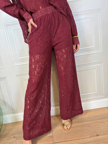 Pantalone palazzo pizzo rosso india - Kikisix