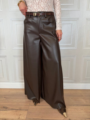 Pantalone wide leg ecopelle moro - SusyMix