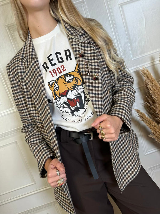 Blazer lana pied de poule spille pietre - Tensione in