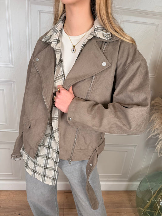 Chiodo Scamosciato tortora - JJXX