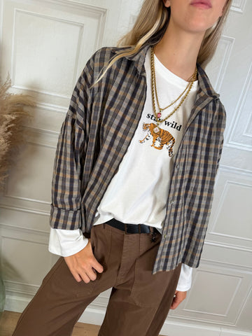Camicia check moro e blu  - Haveone