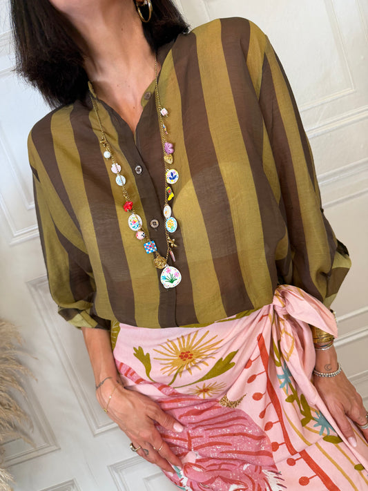 Camicia righe moro olio - Haveone