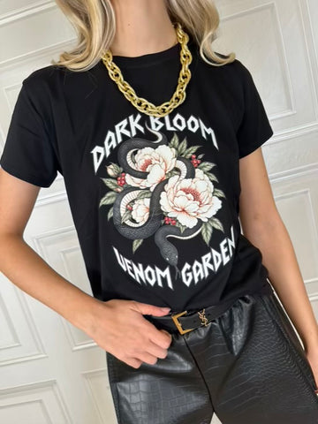 T-shirt dark bloom nera - Vicolo