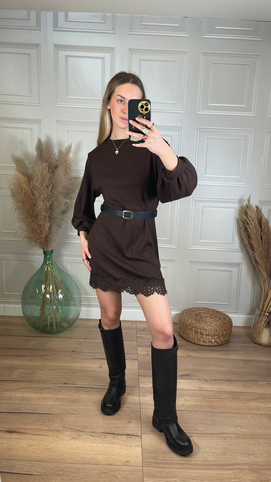 Abito in maglia fondo pizzo - Haveone