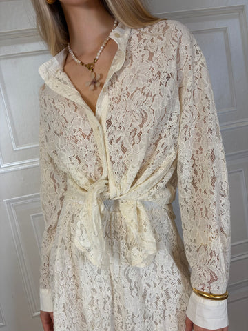 Camicia pizzo collo coreana burro - Kikisix