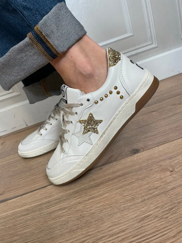 Sneakers effetto vintage glitter e strass oro - 2Star