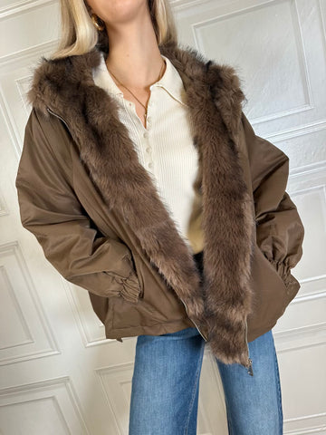 Parka ecopelliccia cioccolato imbottito - SusyMix