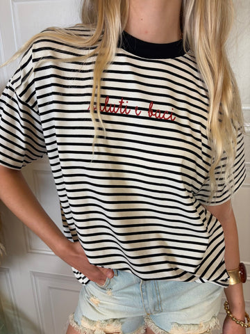 T-shirt righe “Saluti e baci” - Vicolo