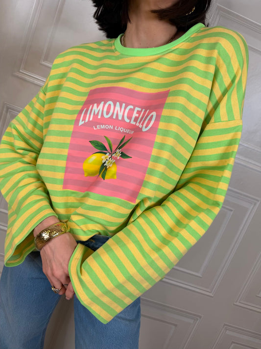T-shirt felpa righe limoncello manica lunga - Hola selection