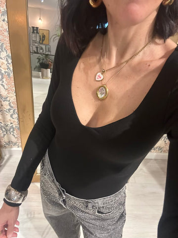 Body nero scollo cuore - Haveone