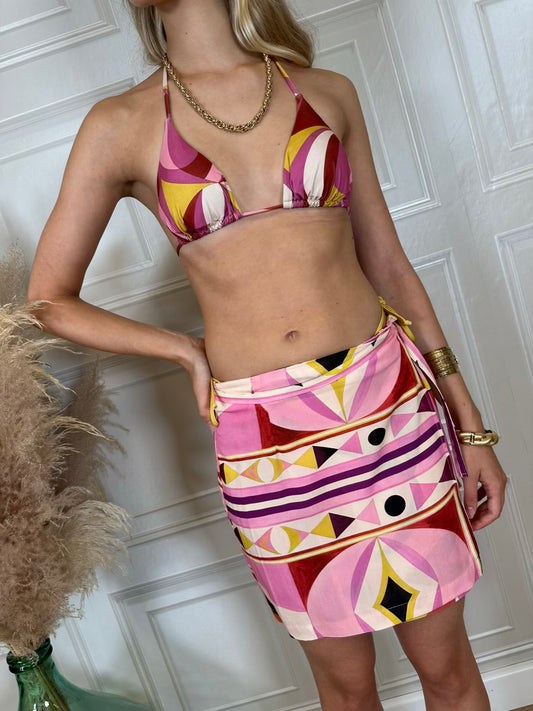 Set costume e gonna pareo giallo fucsia - Vicolo