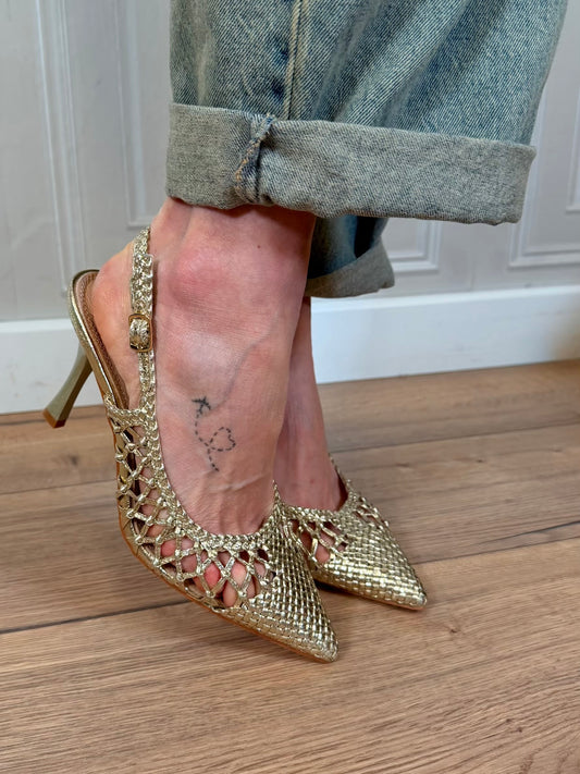 Slingback rafia oro - Ovyé