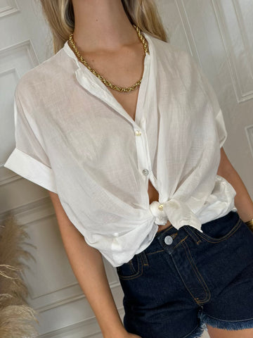 Camicia mussola panna manica corta - Tensione In
