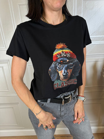 T-shirt cane con berretto e strass - SusyMix
