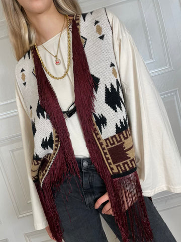 Gilet in maglia e frange Aspen - Vicolo