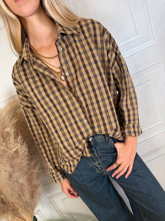 Camicia check moro e senape  - Haveone