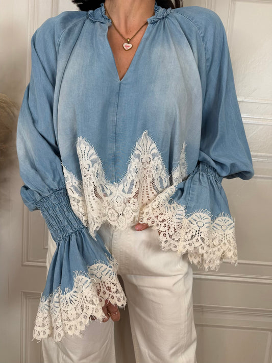 Camicia chambray pizzo - Tensione In