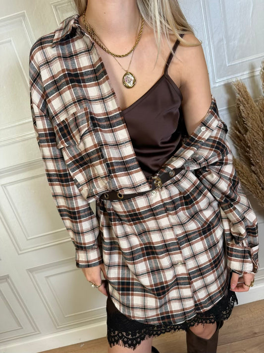 Abito chemisier check con lingerie - Tensione In