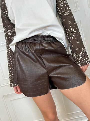 Shorts ecopelle stampa cocco moro - Haveone