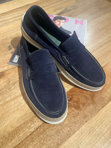 Mocassino in camoscio blu - Exibit