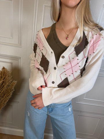 Cardigan losanghe strass - Tensione In