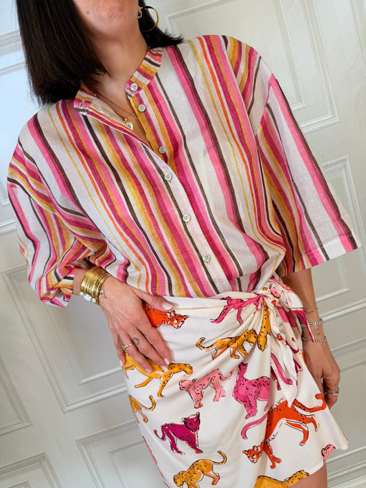 Camicia mussola righe multicolor - Tensione In