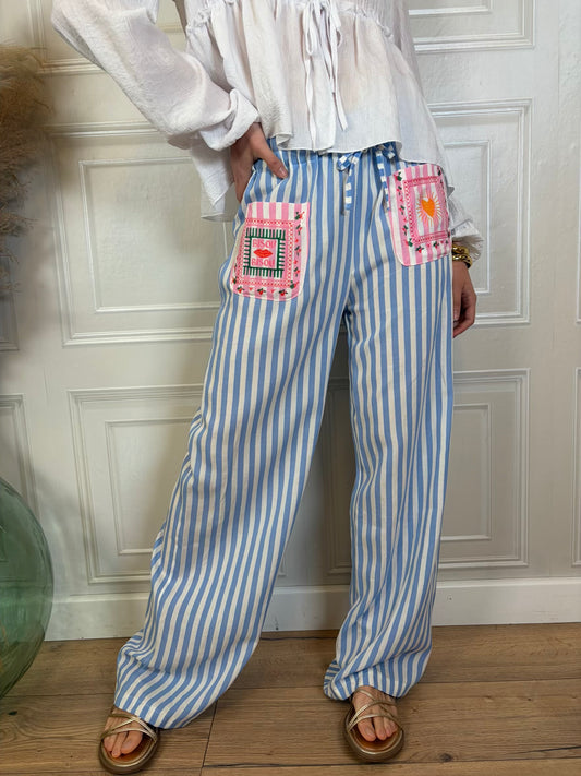 Pantalone rigato bisou - Hola Selection