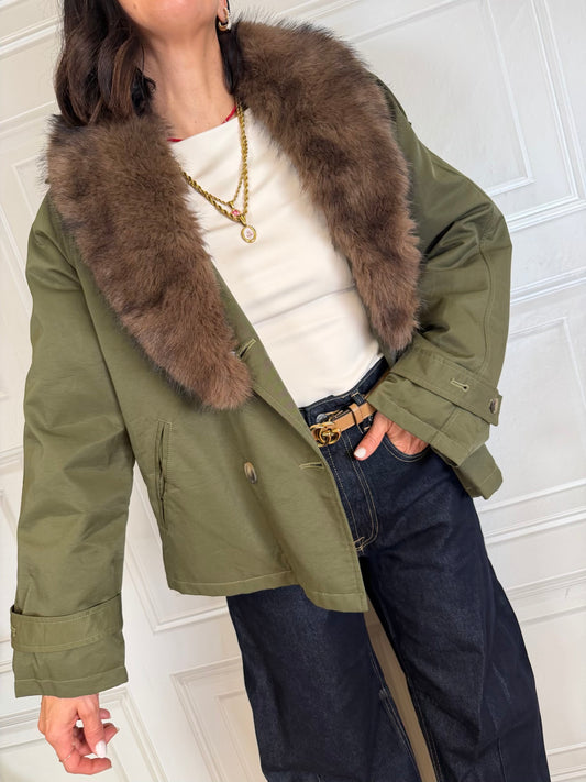 Giacca militare trapuntata Blake collo eco pelliccia - SusyMix