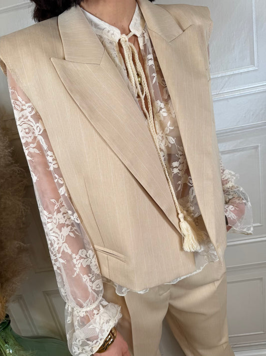 Gilet gessato beige - Vicolo