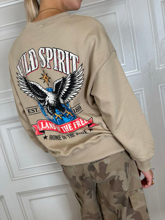 Felpa wild spirit beige - Haveone