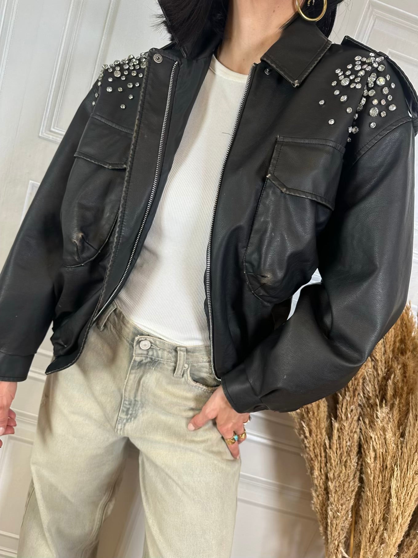 Bomber ecopelle strass - Haveone