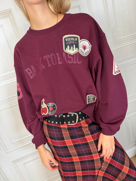 Felpa patch “Back to basic” Borgogna - Vicolo